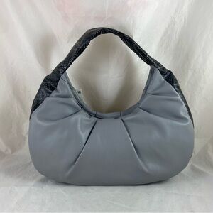 INC KJ Shoulder-Bag Gravity Gray Snakeskin Trim Hobo Handbag Top Zip Puffer NWT
